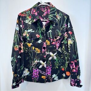 Marc Cain Floral Print Jacket N1 (US 2/XS) Black Pink Flowers Luxury EU Designer